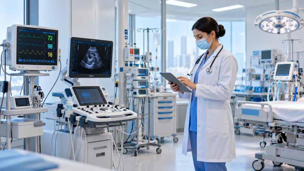 Medical equipment for hospitals and clinics in a modern healthcare facility